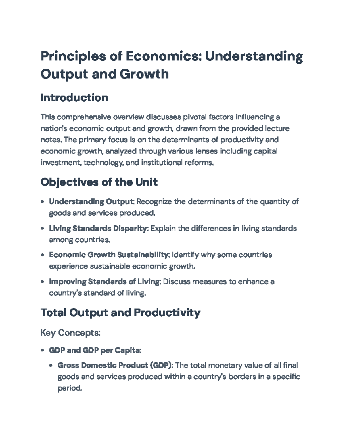 Understanding Economic Output and Growth: Principles of Economics ...