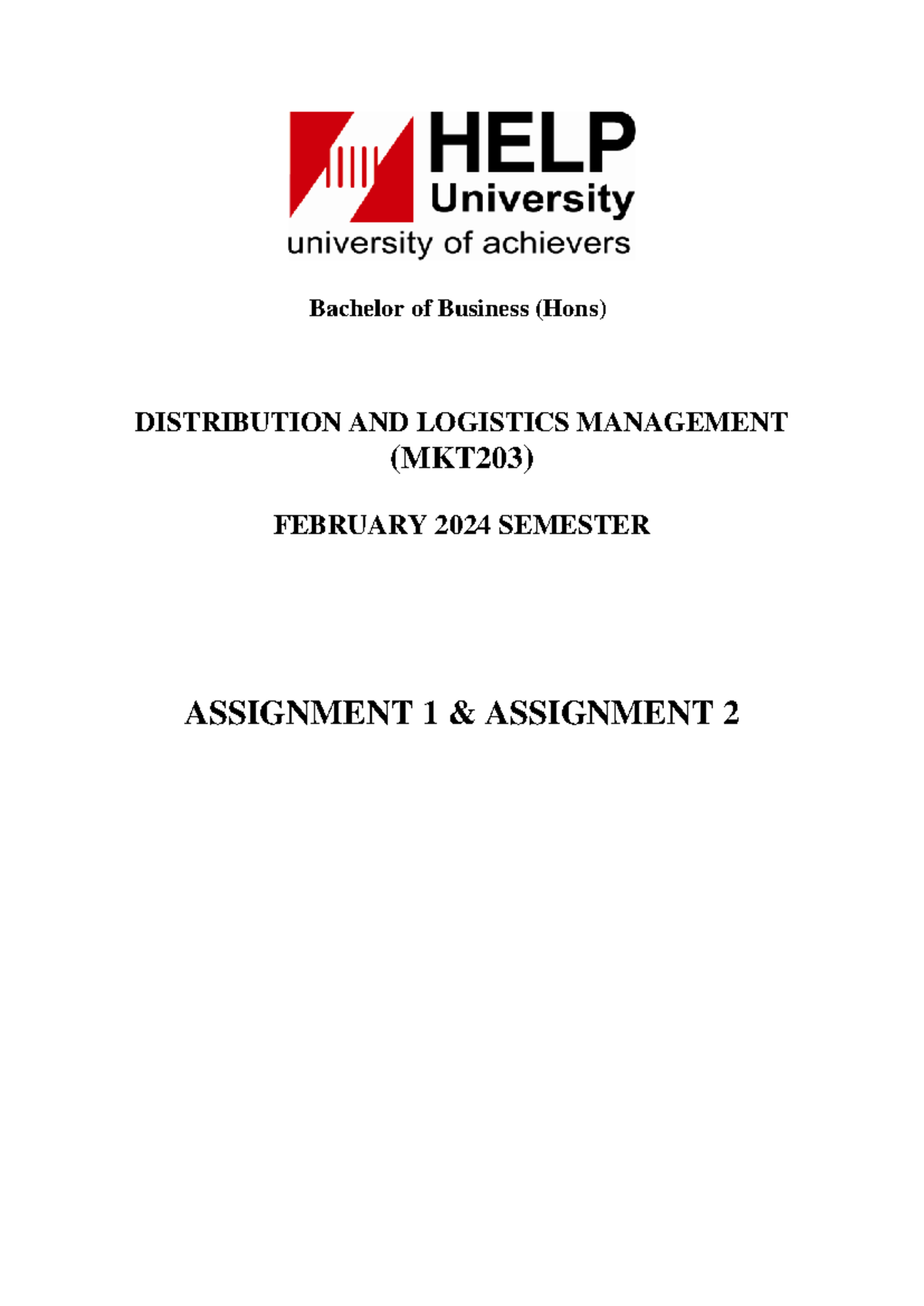 UFM MKT203 Assignment 1 2 Feb 2024 Semester - Bachelor of Business ...