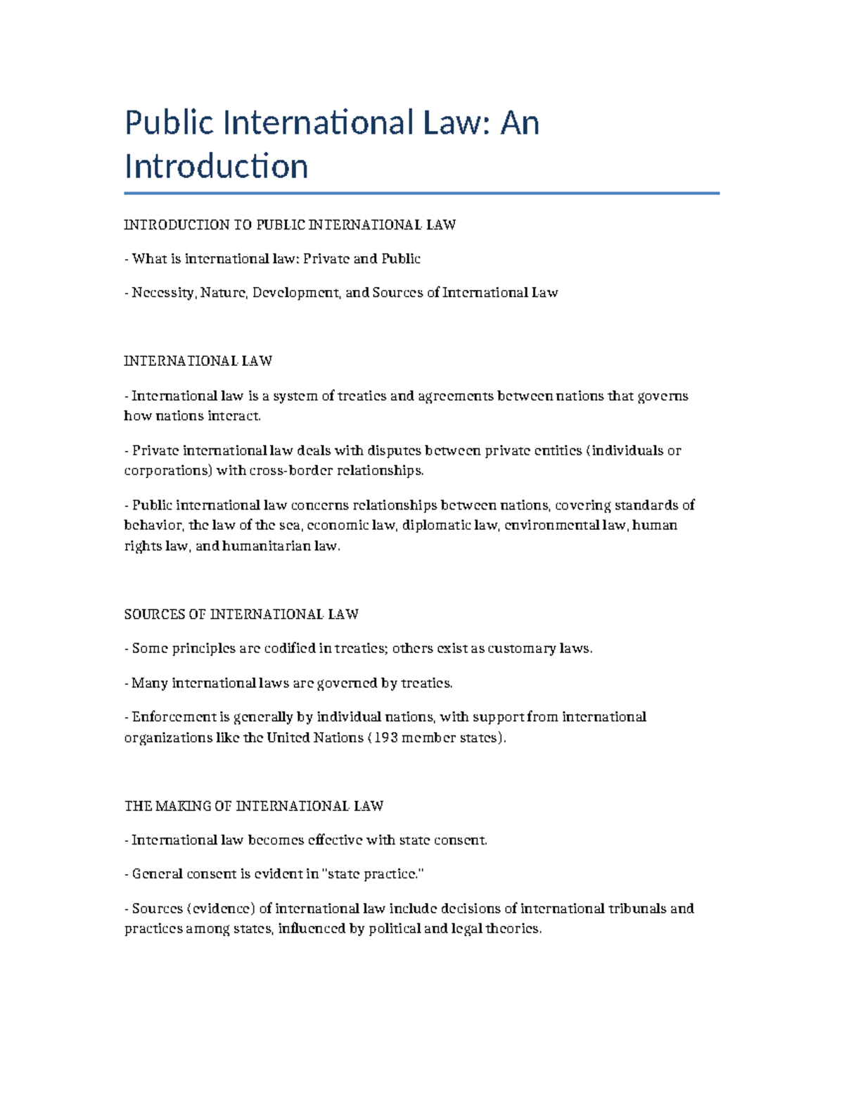 Public International Law Introduction - Public International Law: An ...