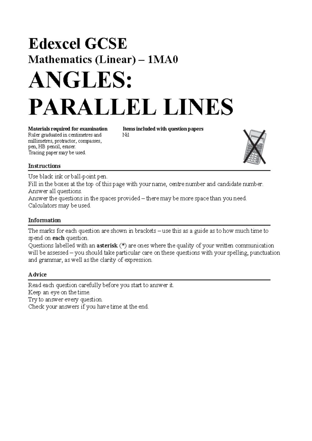 Httpswww.mathsgenie.co - Edexcel GCSE Mathematics (Linear) – 1MA ANGLES ...