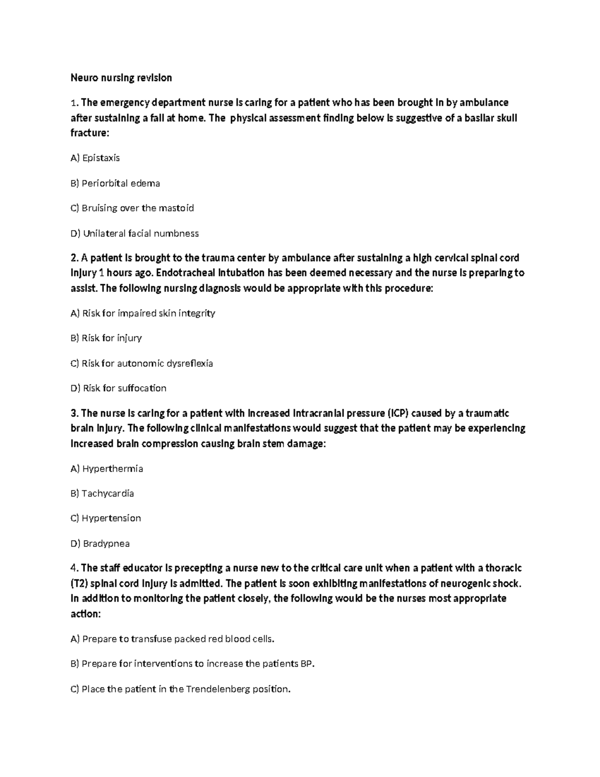 Neuro.rev - Revision questions on neurological disorders - Neuro ...