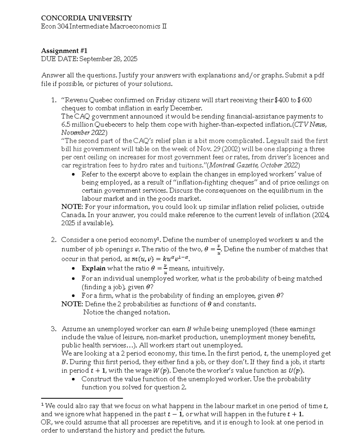 Econ 304 - Intermediate Macroeconomics II Assignment F2025 - Studocu