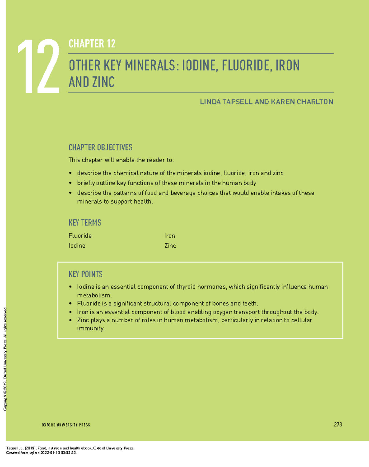 Food Nutrition and Health CH12 Textbook - OXFORD UNIVERSITY PRESS 273 ...