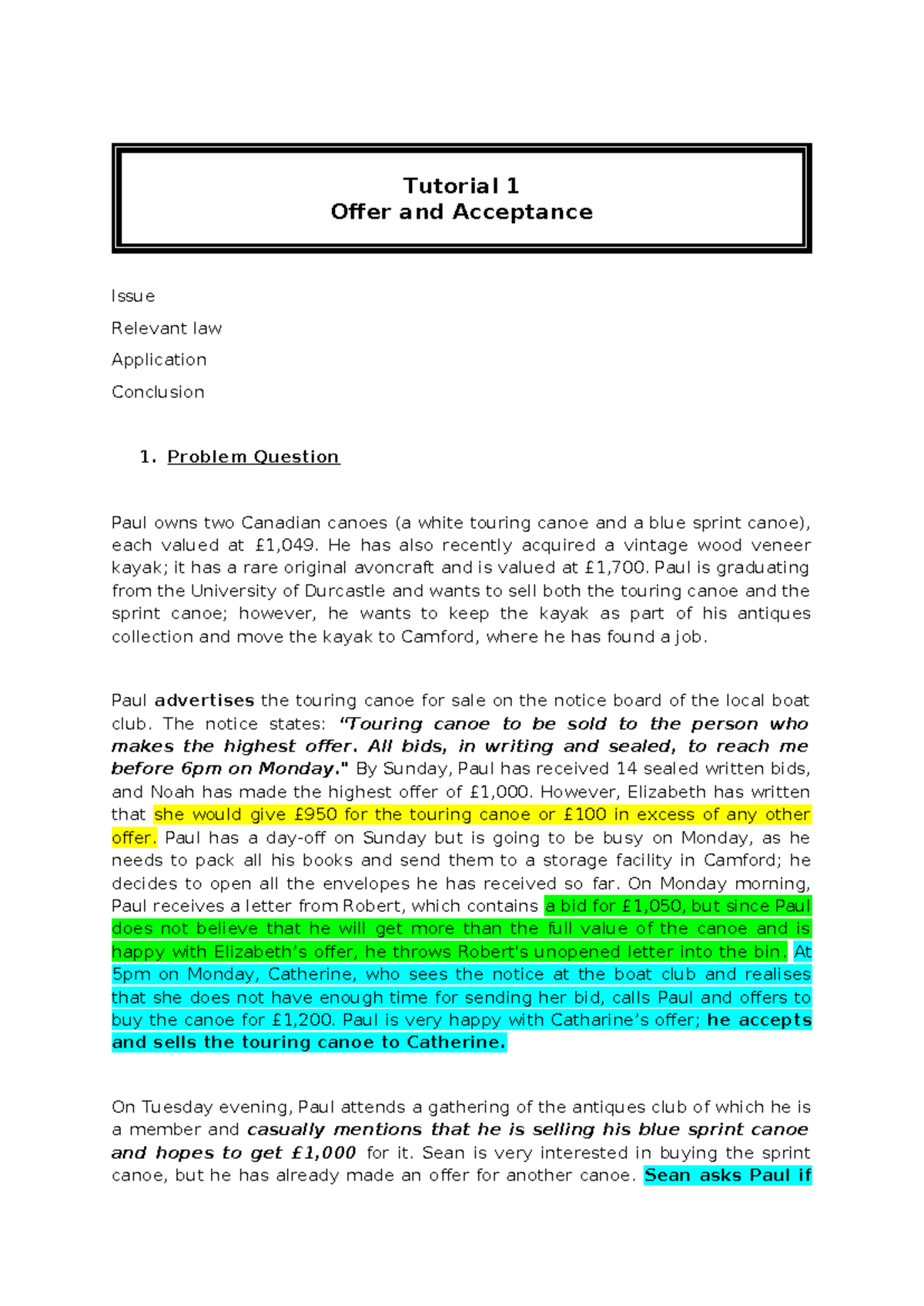 Contract Law Tutorial 1: Offer & Acceptance Explained - Studocu