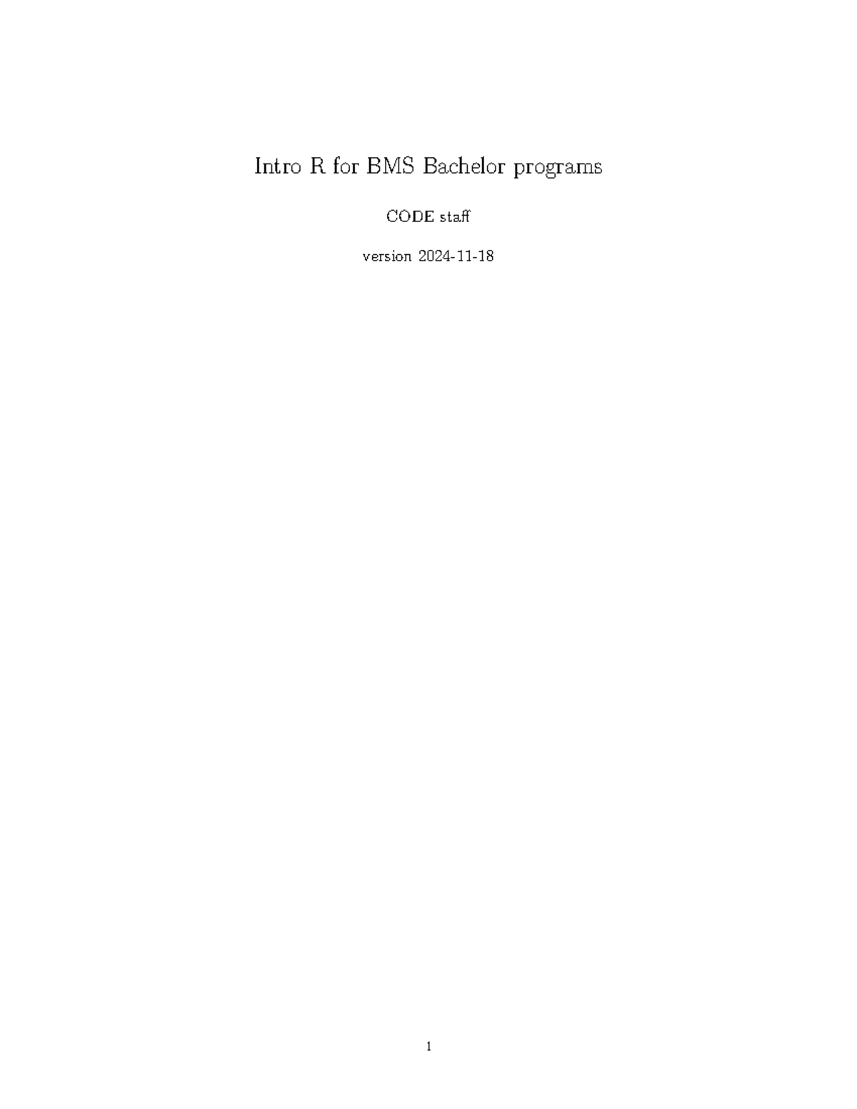 R (BMS) Reference Guide for Bachelor Programs: Using R & RStudio ...