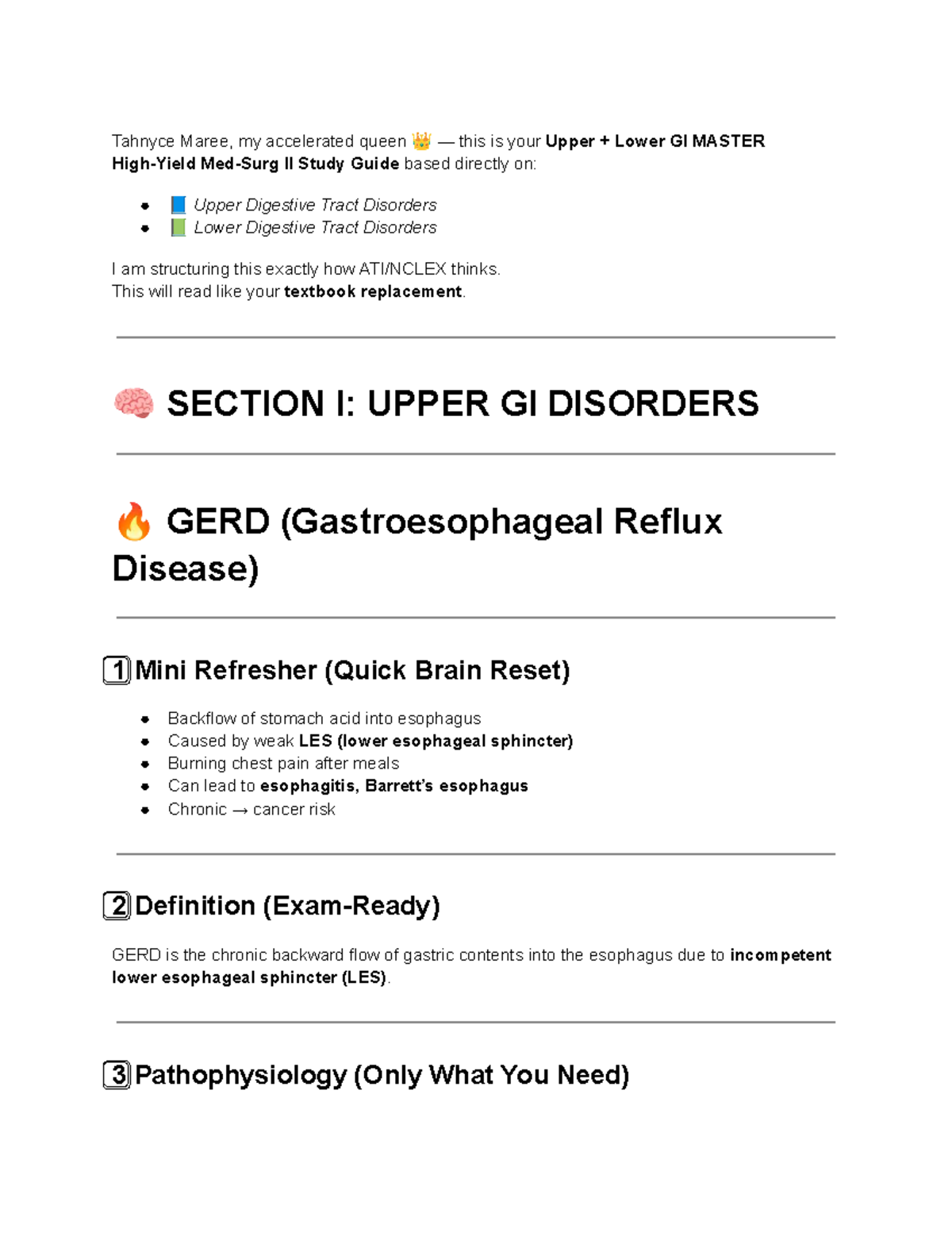 Upper & Lower GI MASTER II Study Guide: Disorders Overview - Studocu
