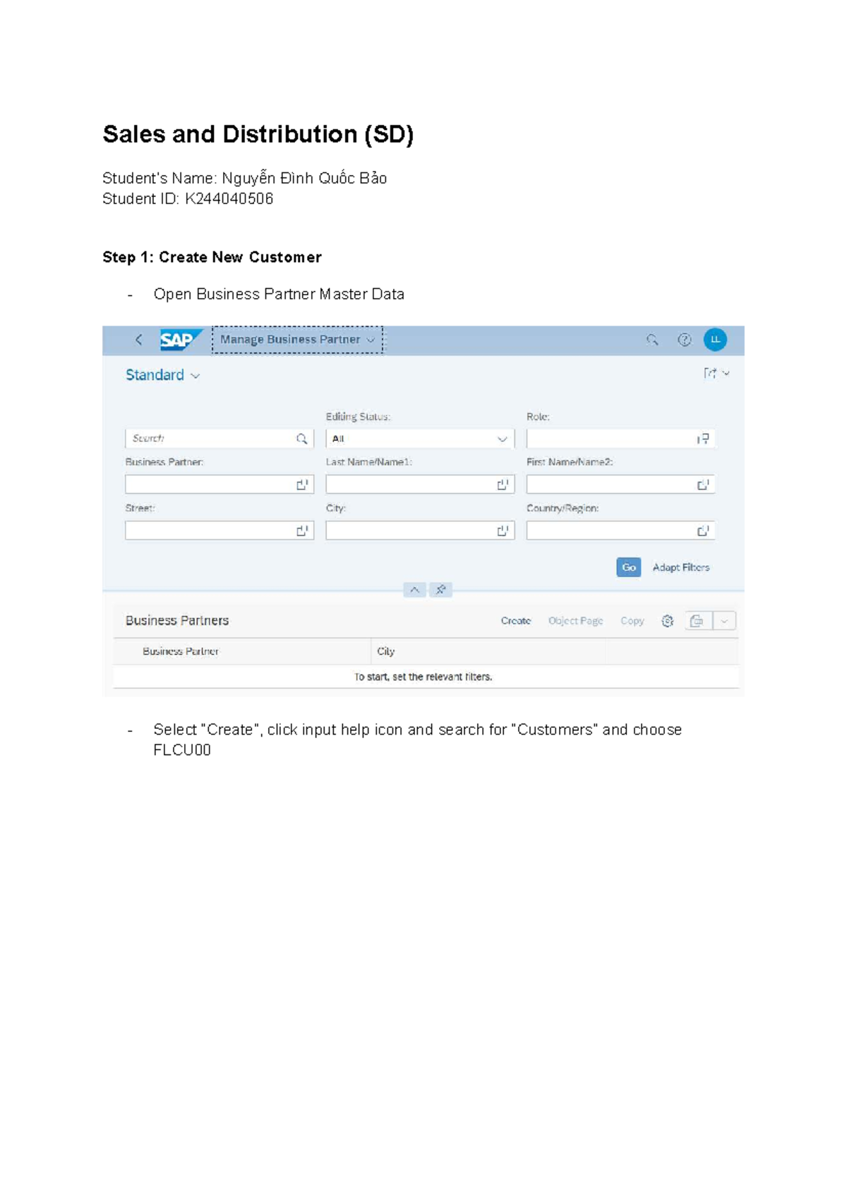 Sales and Distribution (SD) Process Steps - K244040506 - Studocu