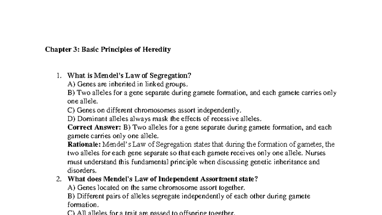 Genetics 101: Chapter 3 - Basic Principles of Heredity - Studocu