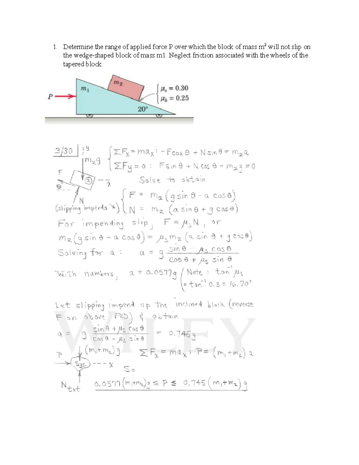 Solution of PA Problems #5: Force, Friction, and Motion Analysis - Studocu