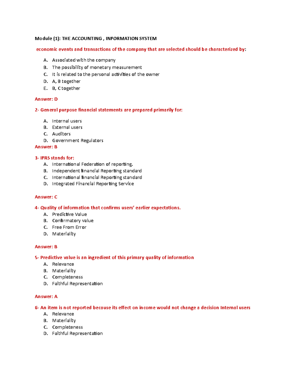 Accounting Information System: Module 1 Overview and Key Concepts - Studocu