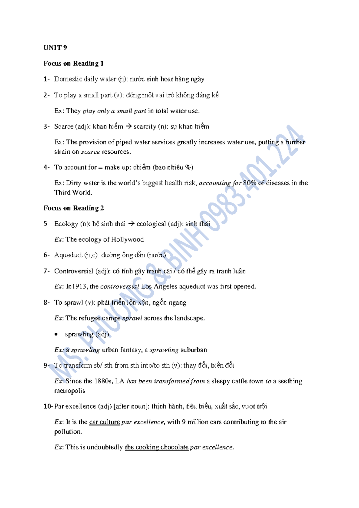 UNIT 9 Vocabulary Notes: Key Terms and Concepts - Studocu