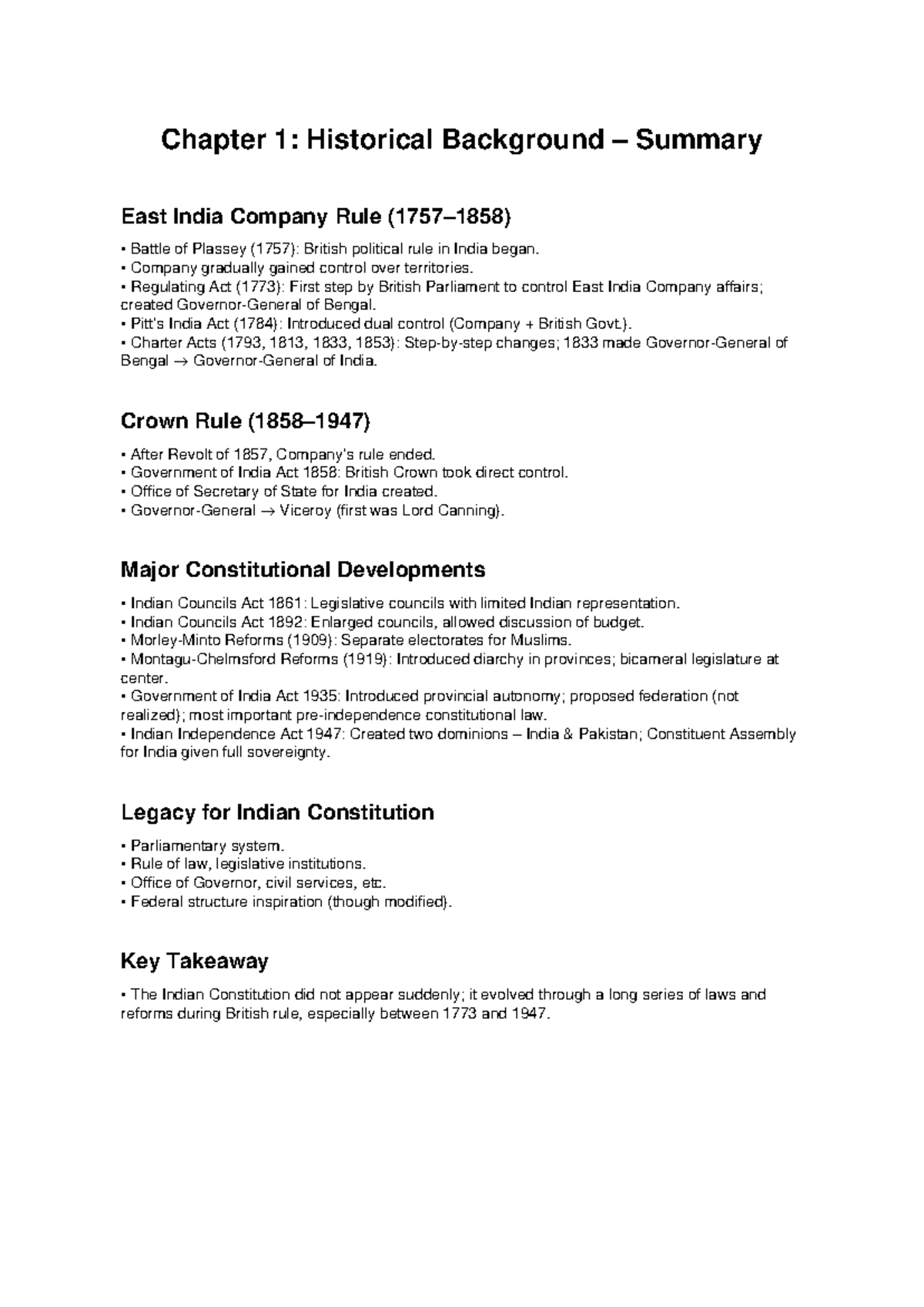 Laxmikanth: Chapter 1 Summary - Historical Background of British Rule ...