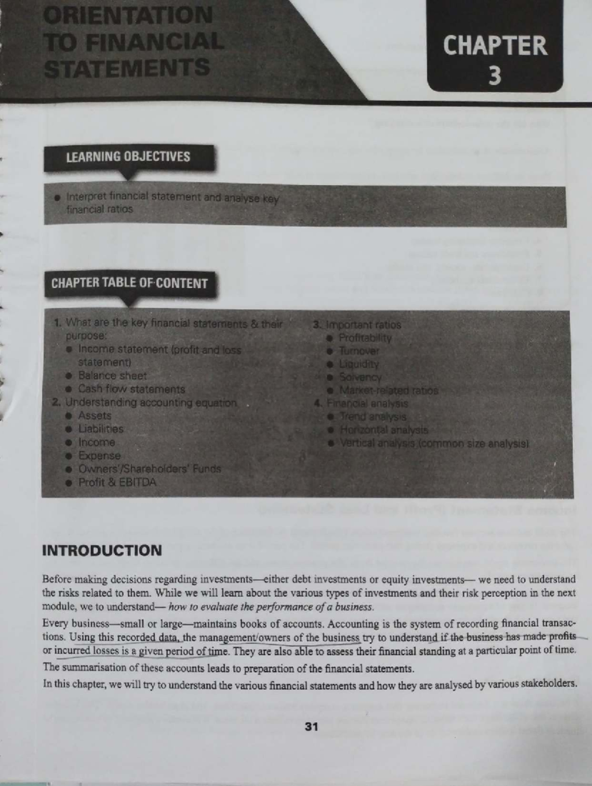 CHAPTER 3: ORIENTATION TO FINANCIAL STATEMENTS - LEARNING OBJECTIVES ...