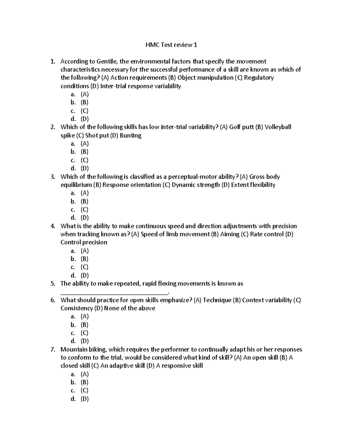 HMC Test Review 1: Key Concepts and Skills Analysis - Studocu