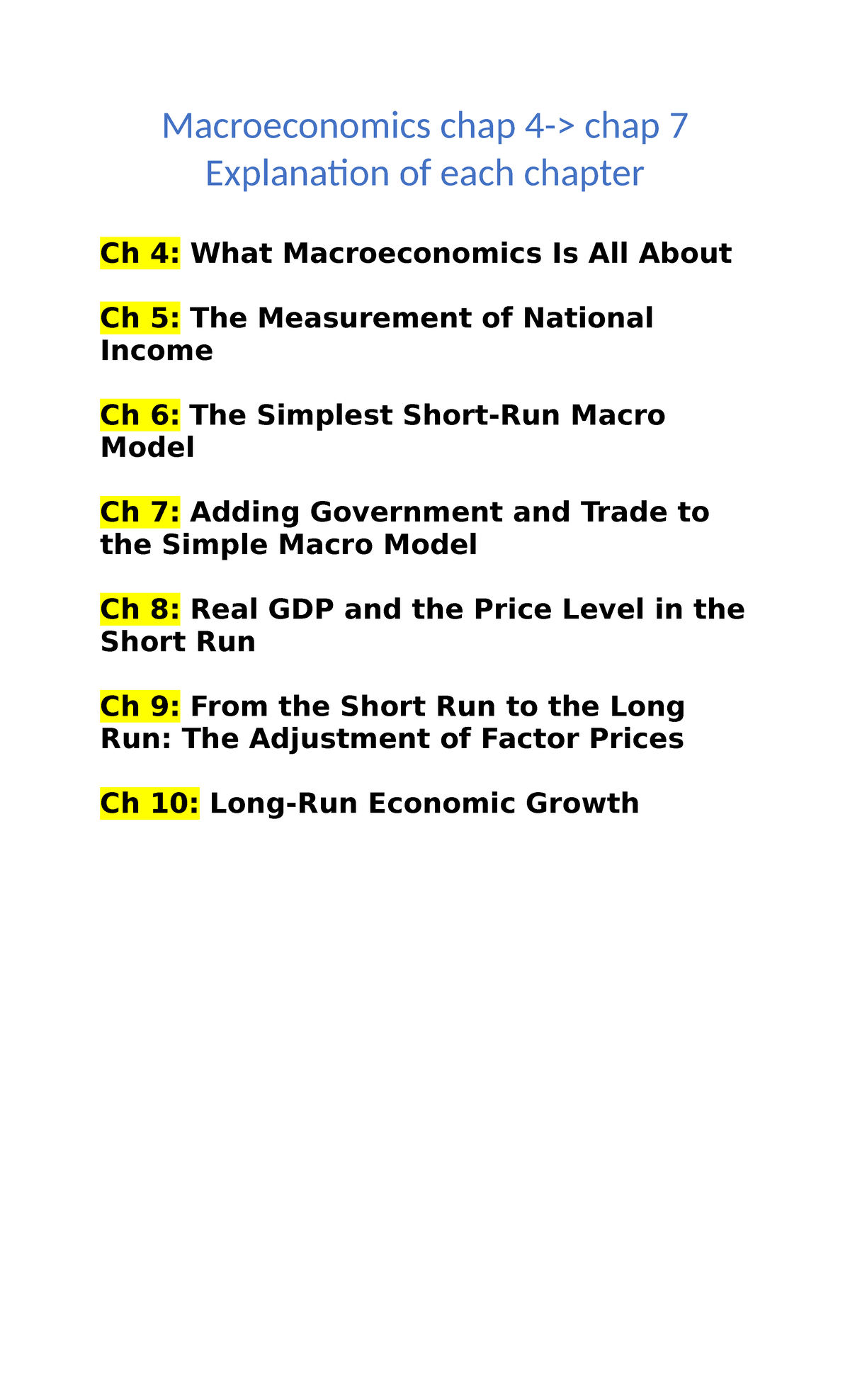 Macroeconomics CH 4: Overview of Key Concepts and Theories - Studocu