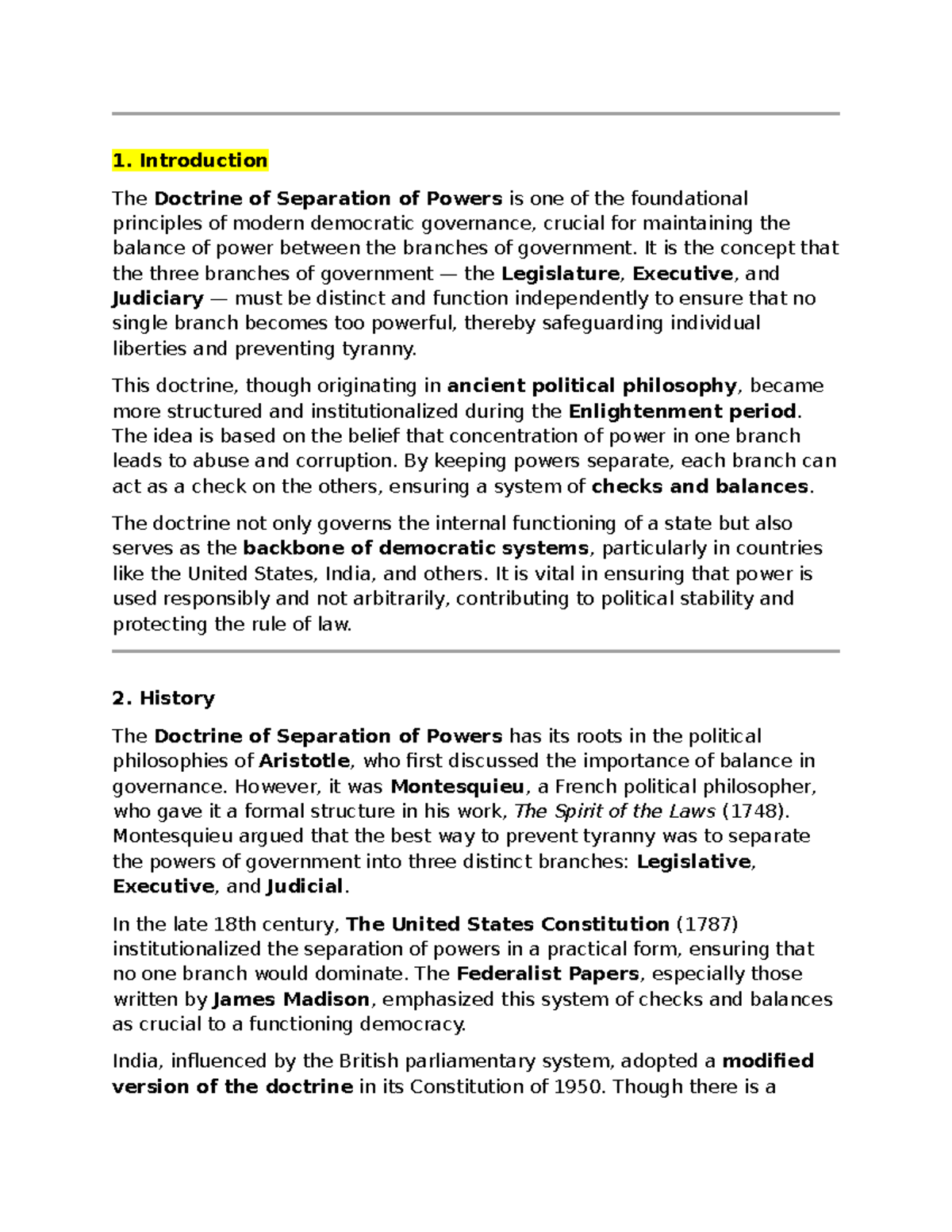 Admin Law - Rajiv - The Doctrine of Separation of Powers Explained ...