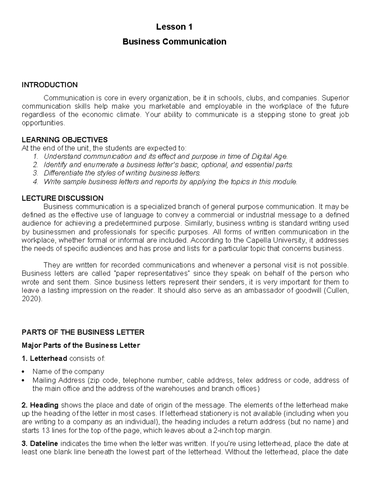 GEED 005 Business Comm - MMW - Lesson 1 Business Communication ...