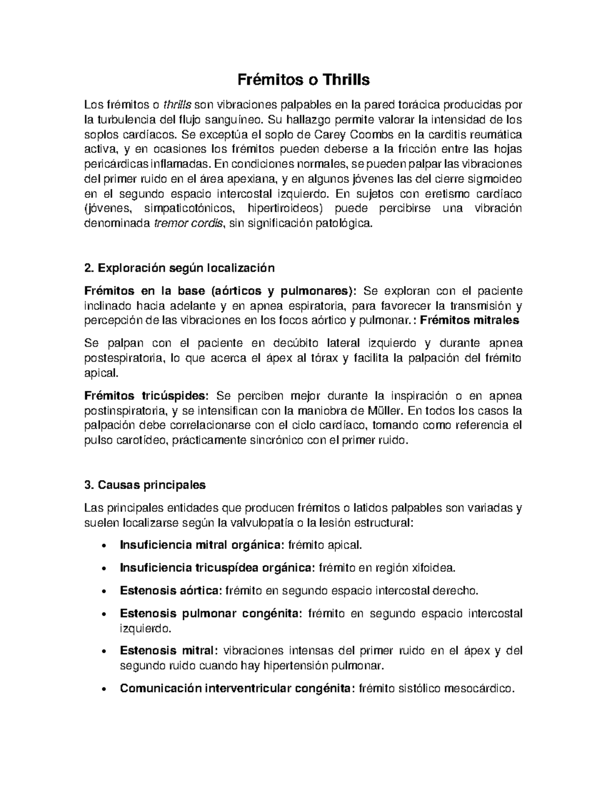Fremitos y Latidos en Cardiología: Exploración y Clasificación - Studocu