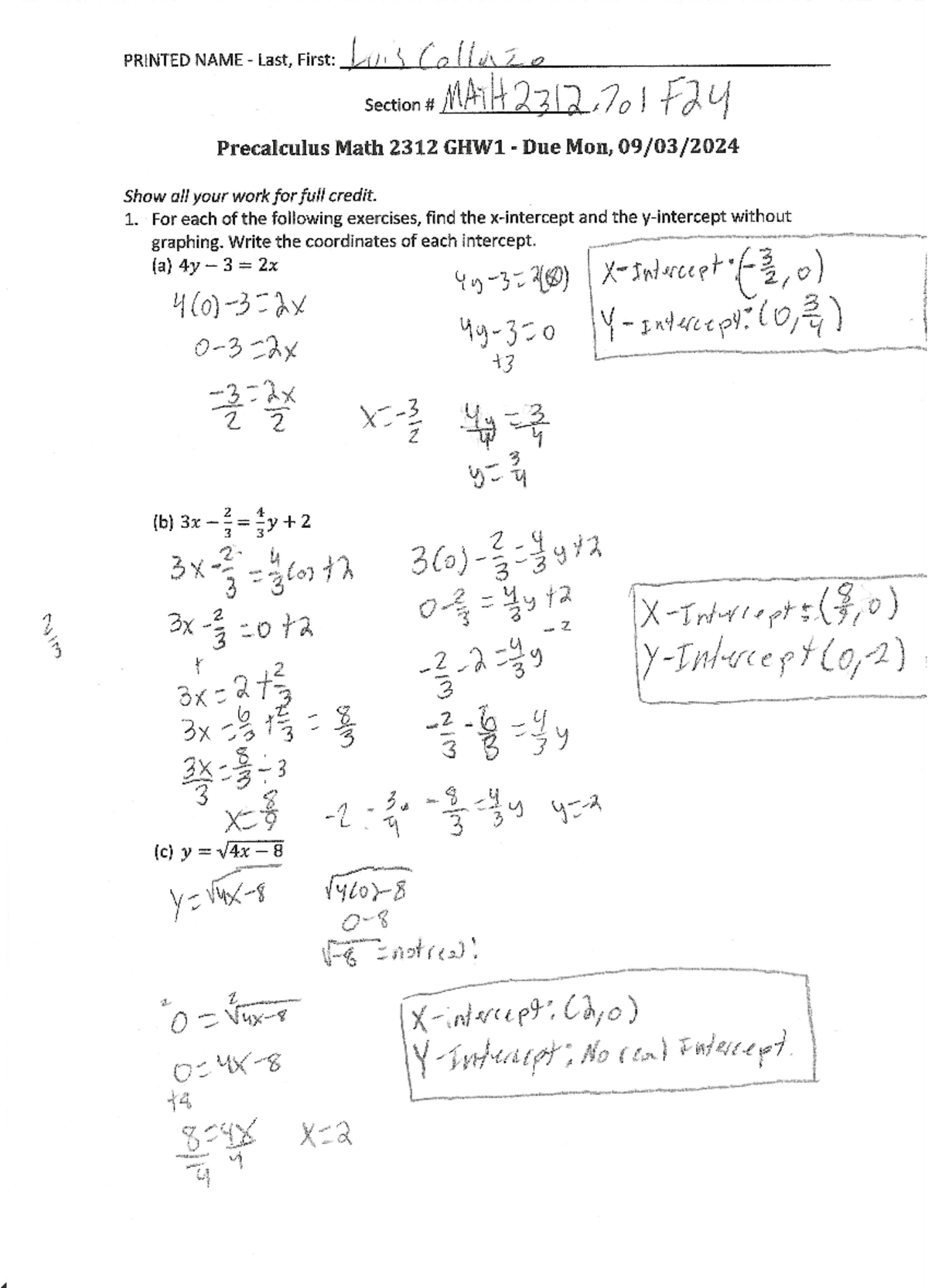 GHW page 1 - the first homework assigned for the class. should be the ...