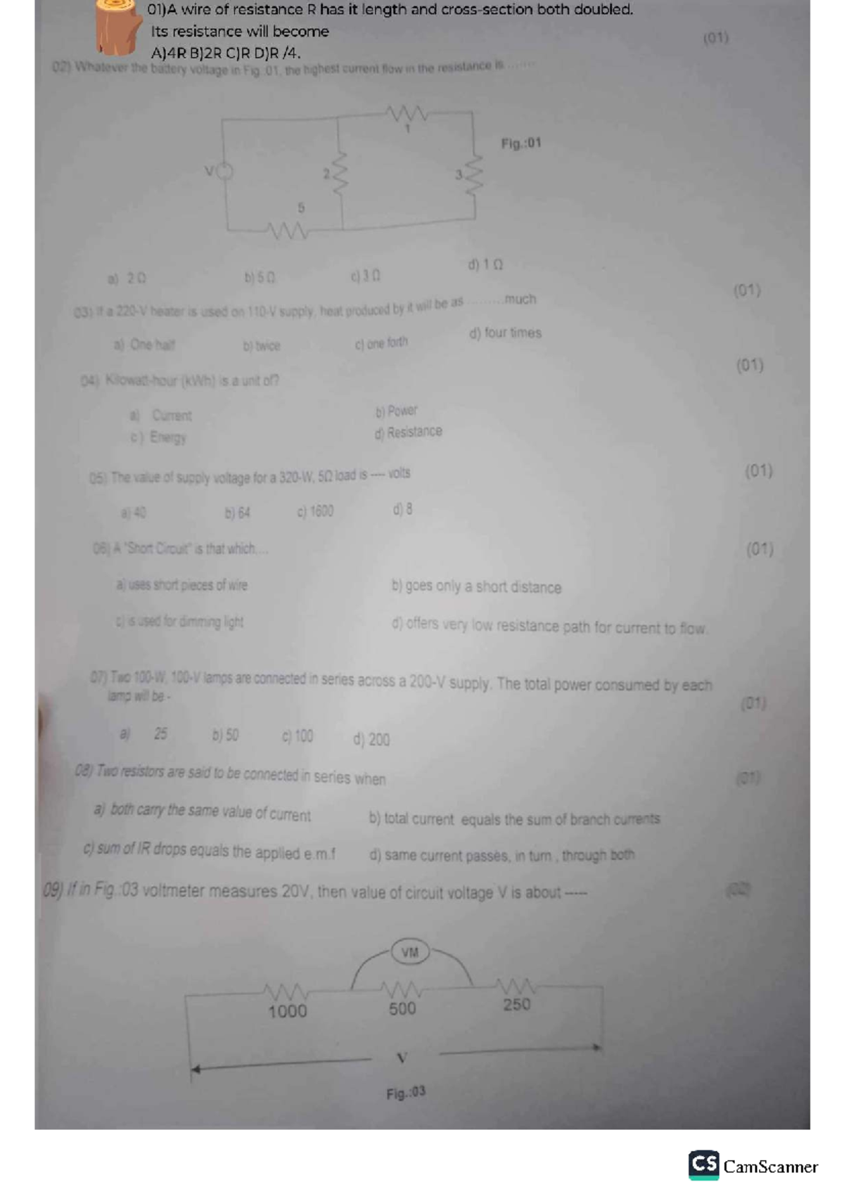 EEE CT-1 (DC) - Resistance and Circuit Concepts Quiz - Studocu