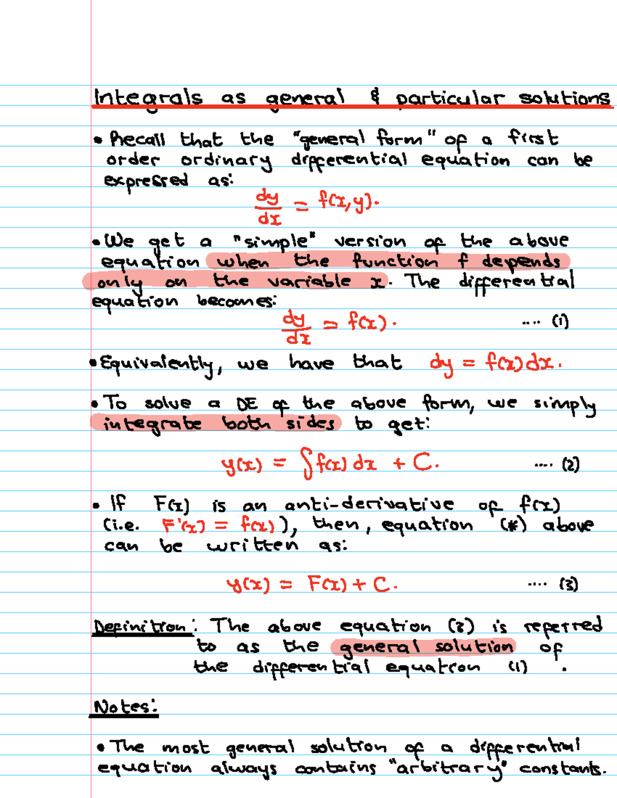 Lectures 3 and 4 Notes - Igratasgeneraldparticulatsolutions Recall that ...