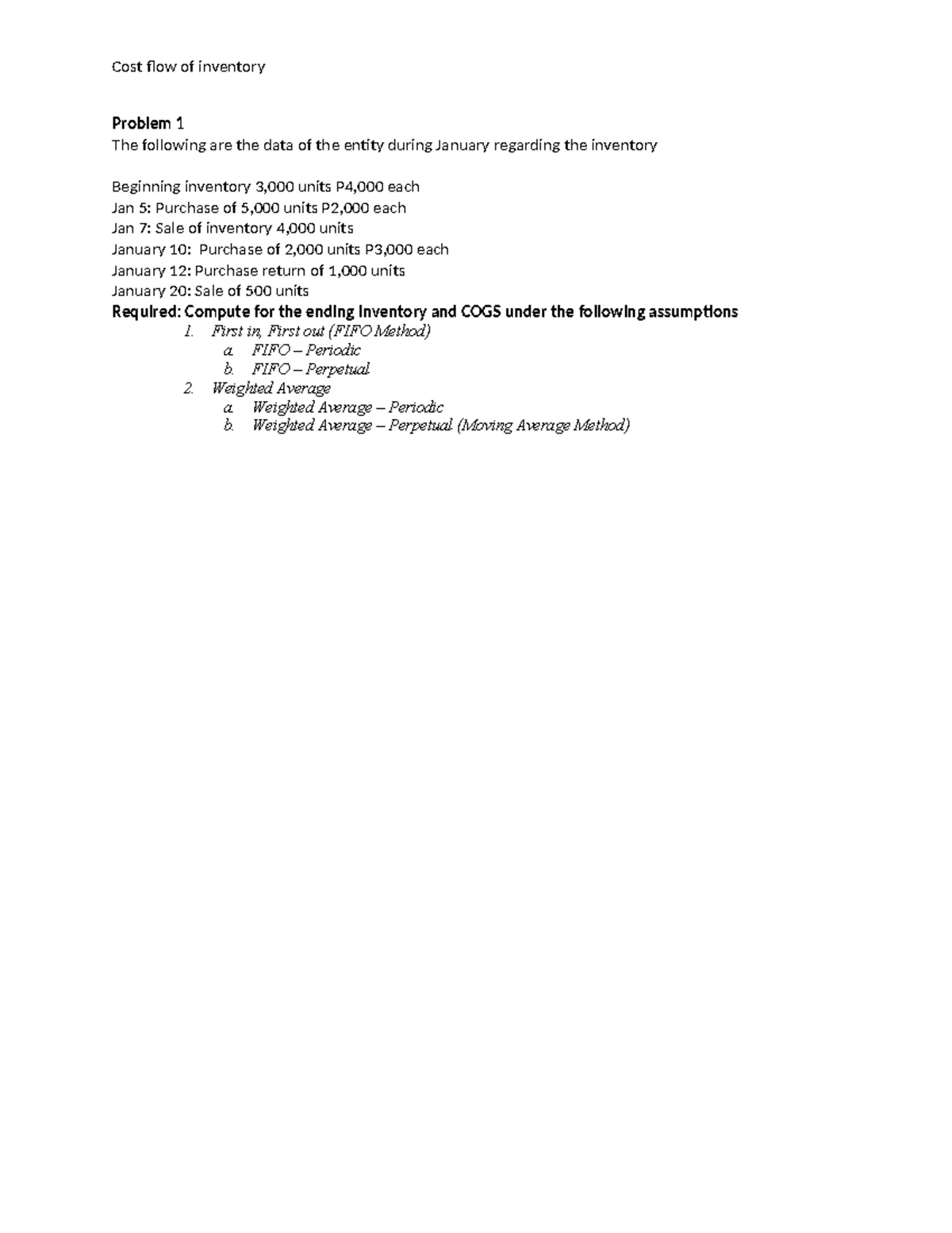 Inventory - Initial Recognition Problems & Journal Entries Guide - Studocu
