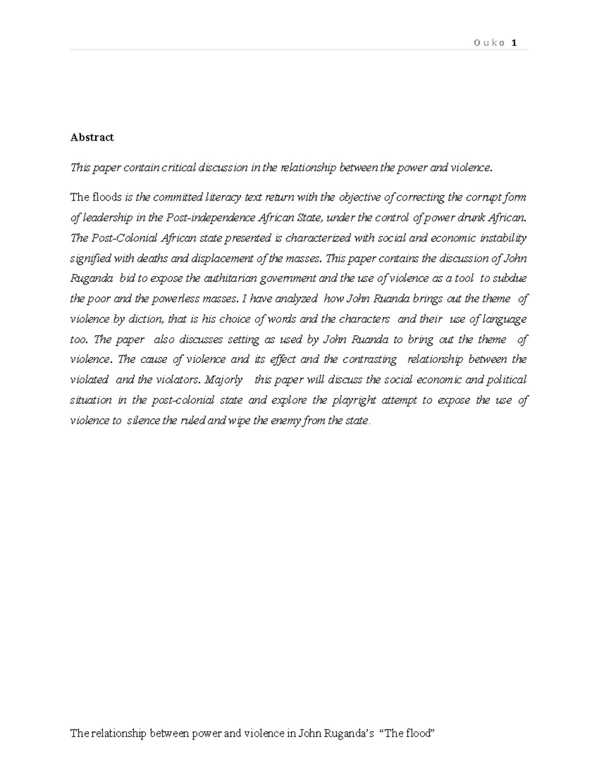 Achienge term paper - N/B - Abstract This paper contain critical ...