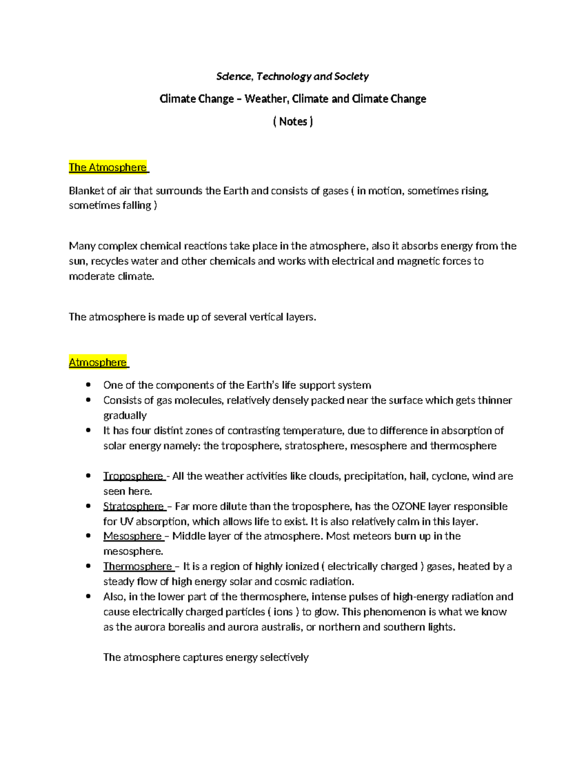 STS Climate Notes - Science, Technology and Society Climate Change ...
