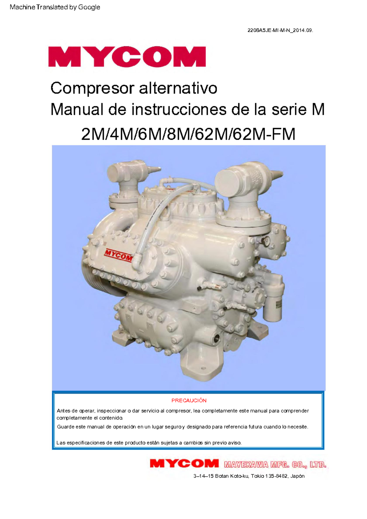 Manual de Instrucciones del Compresor Alternativo Serie M ...