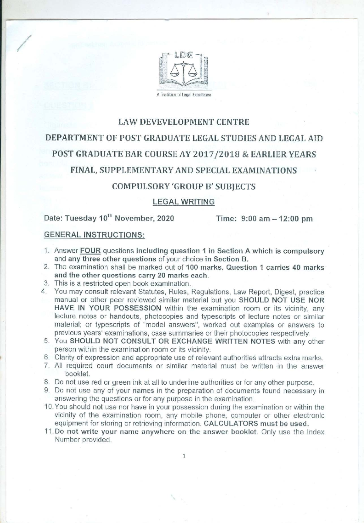 Legal Writing Exam 2020-1: Compulsory & Optional Questions Analysis ...