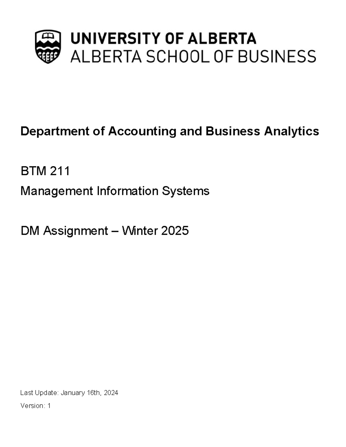 BTM 211 611 AAM DM Requirements Winter 2025 v2 - Department of ...