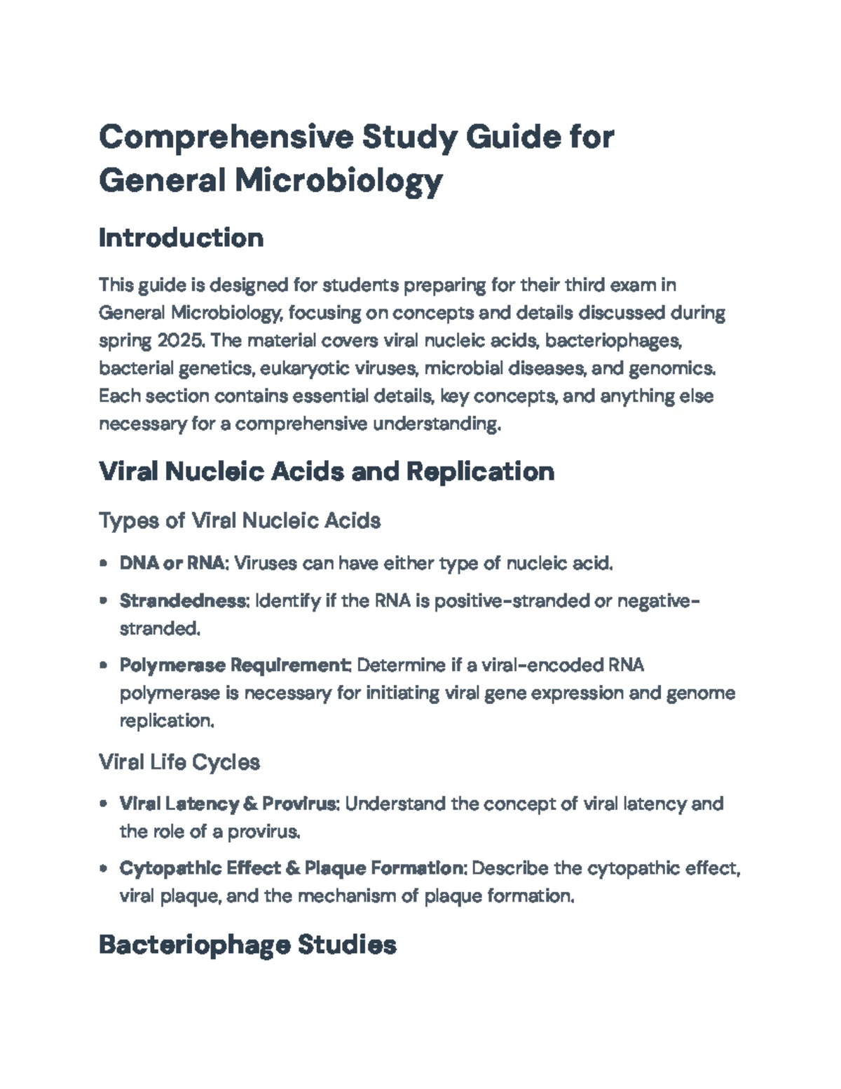 Study Guide for BIO3595/3591 General Microbiology Exam #3 - Spring 2025 ...