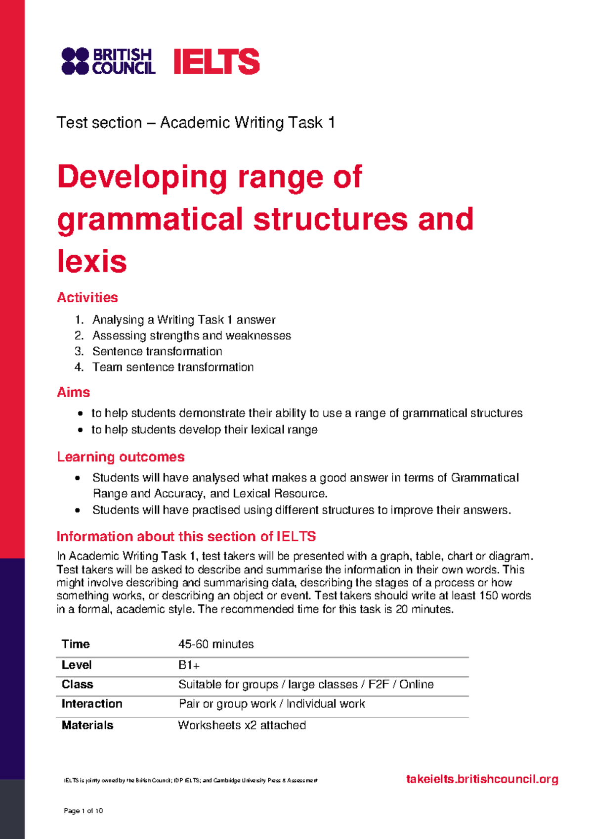Academic Writing Task 1: Enhancing Grammar & Lexical Skills - Studocu