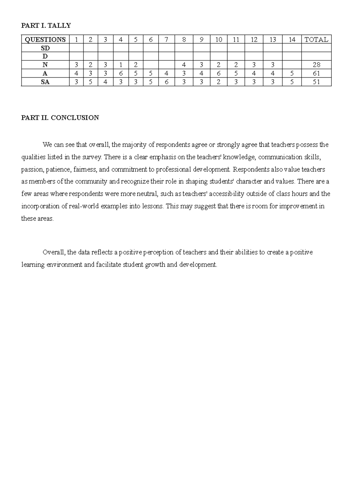 RUBY Survey: Teacher Perception Analysis and Insights - Studocu