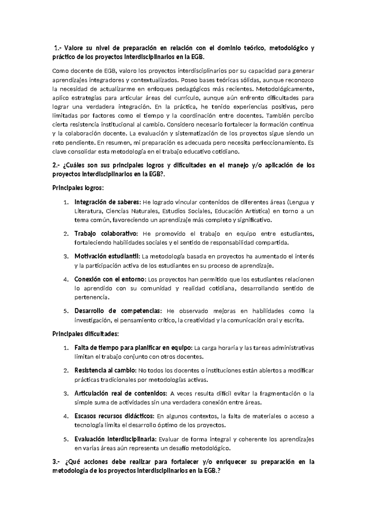 FORO 3 - Evaluación de Proyectos Interdisciplinarios en EGB - Studocu