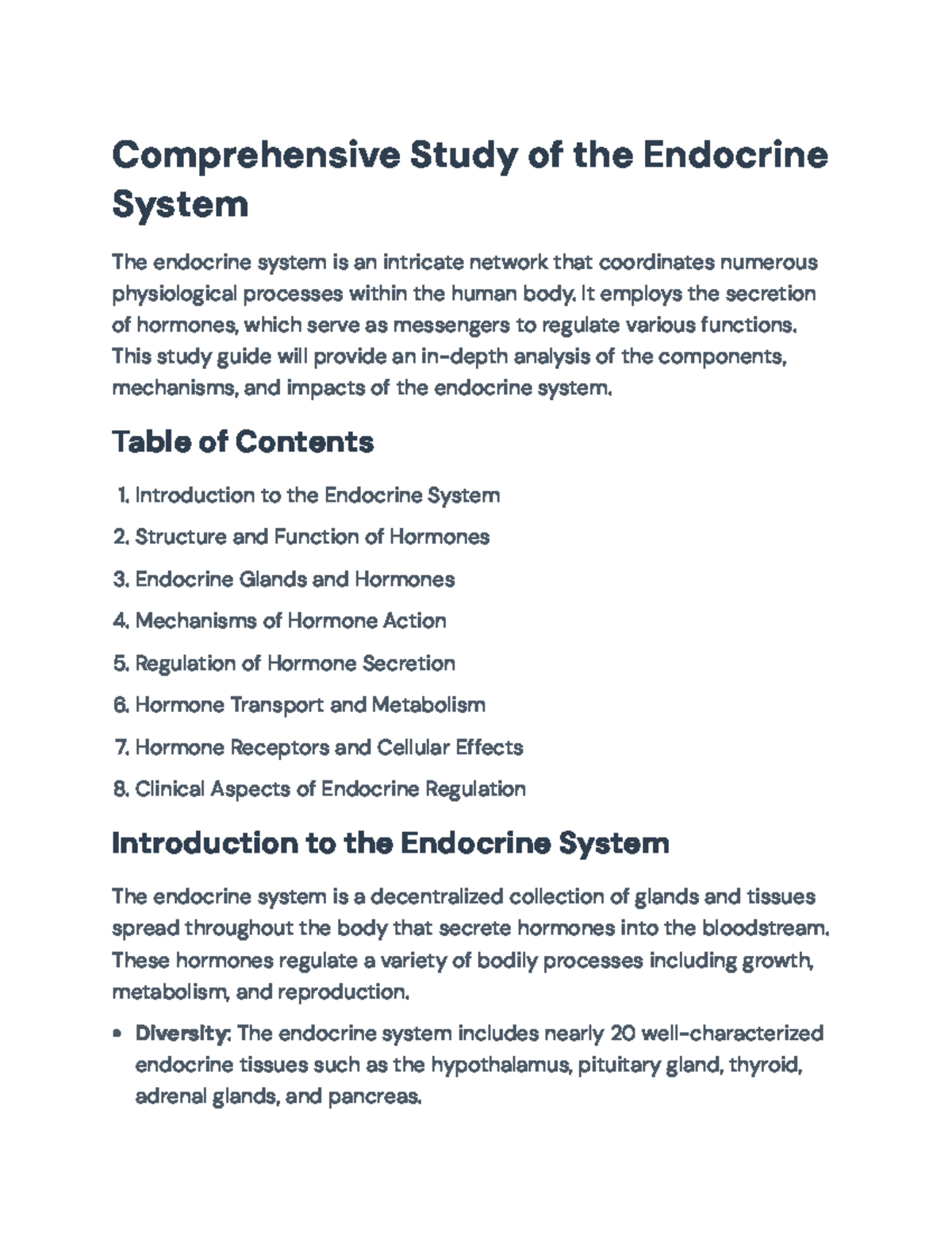 Comprehensive Study Guide on the Endocrine System - Comprehensive Study ...