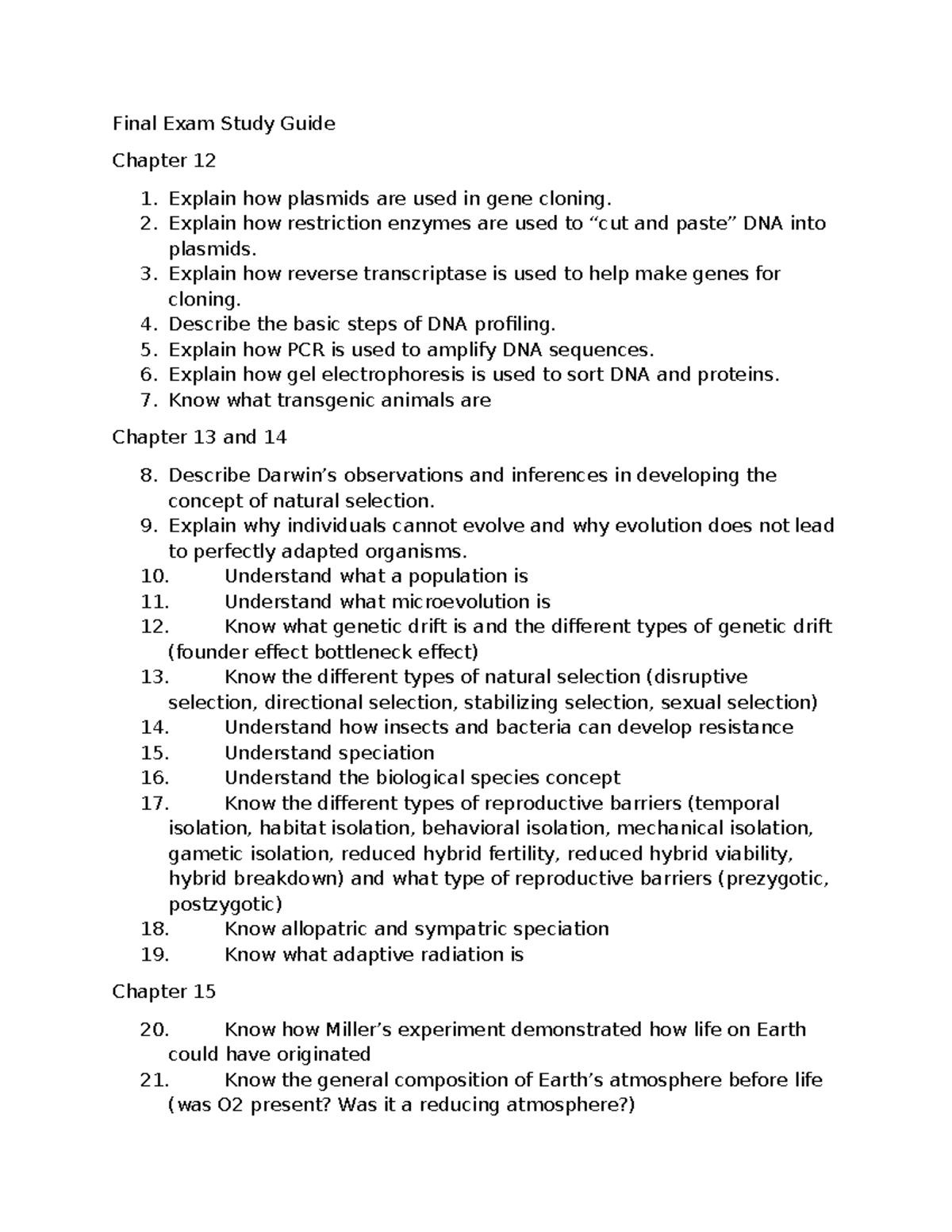 Final Exam Study Guide: Genetics & Evolution Concepts - Studocu