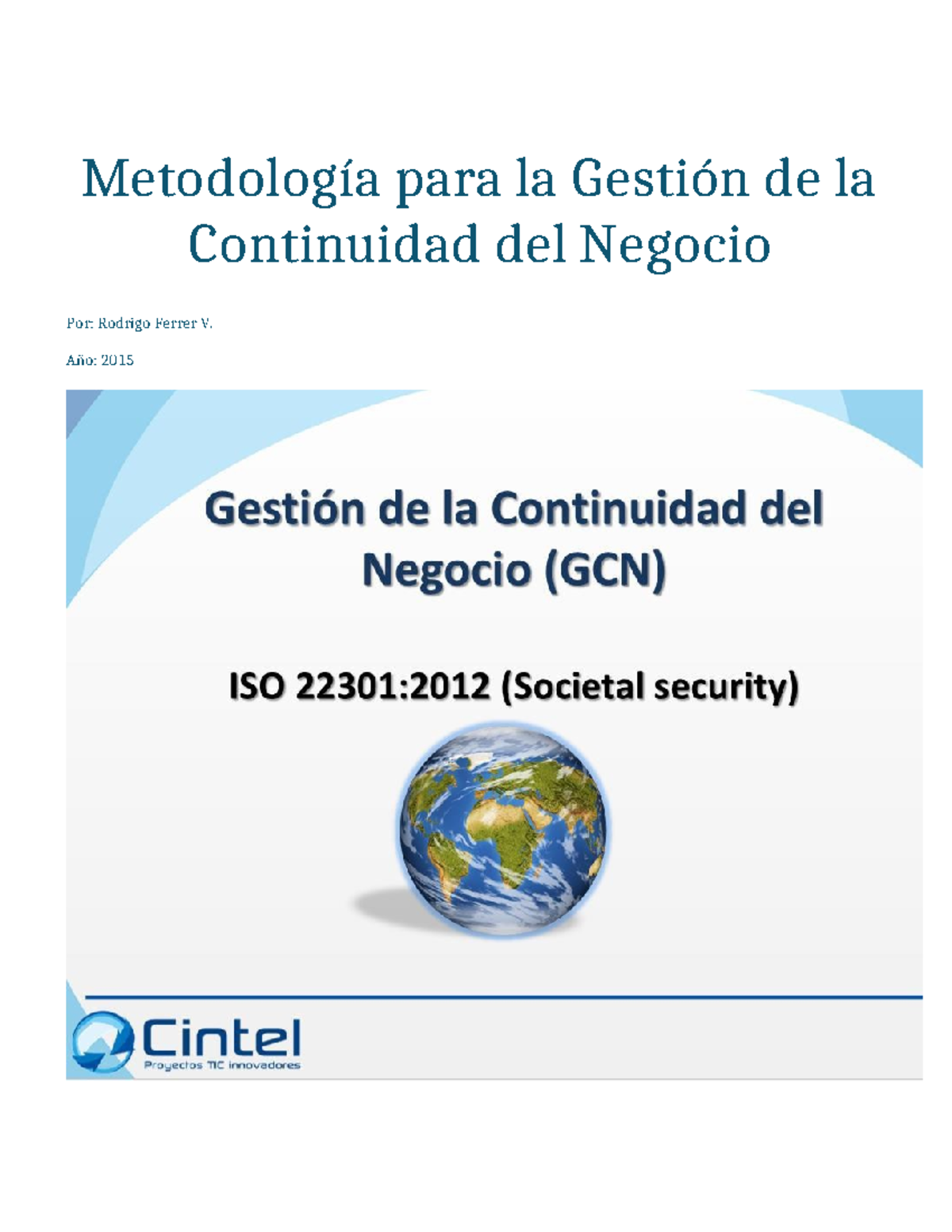 Metodología para la Gestión de la Continuidad del Negocio (GCN) - Studocu