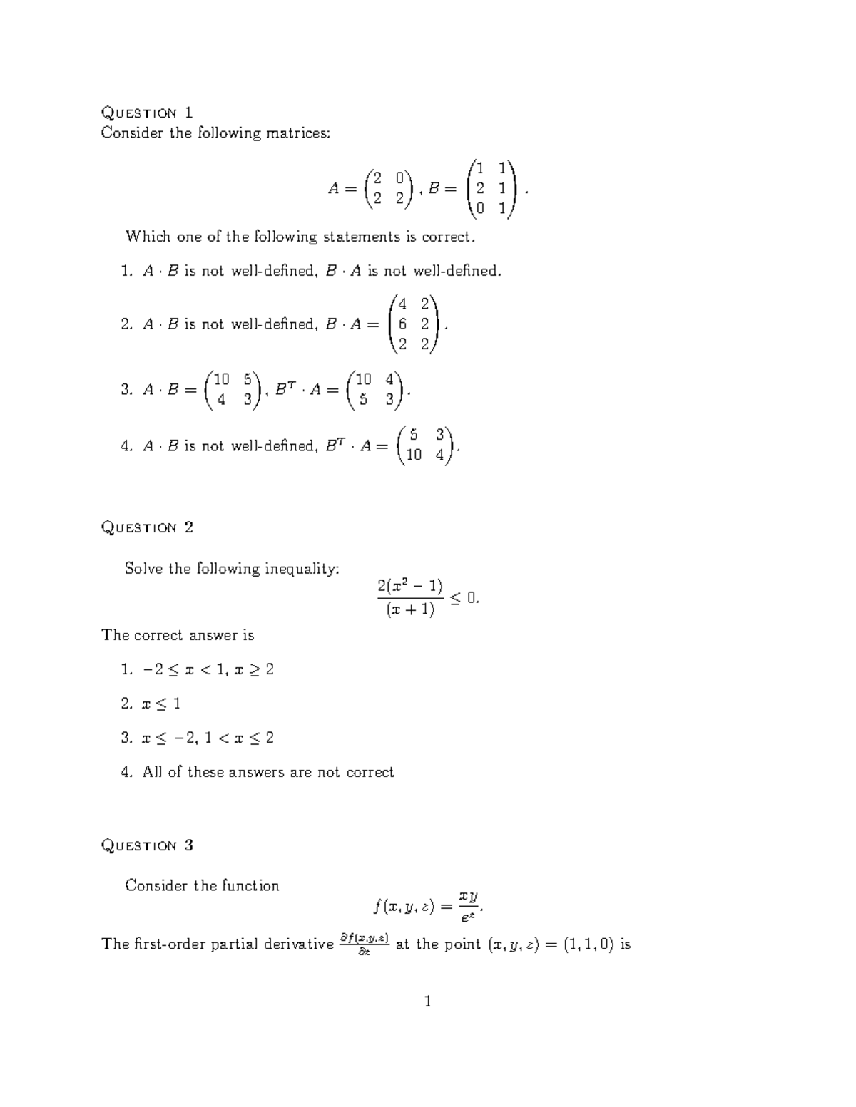 2020 Final Exam Sample Questions for Course Code: MATH-201 - Studocu