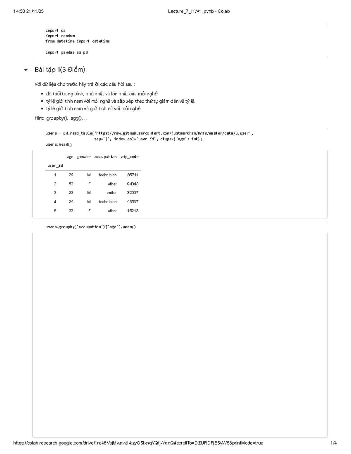 Lecture 7: Data Analysis HW1 (14:50) - Colab - Studocu