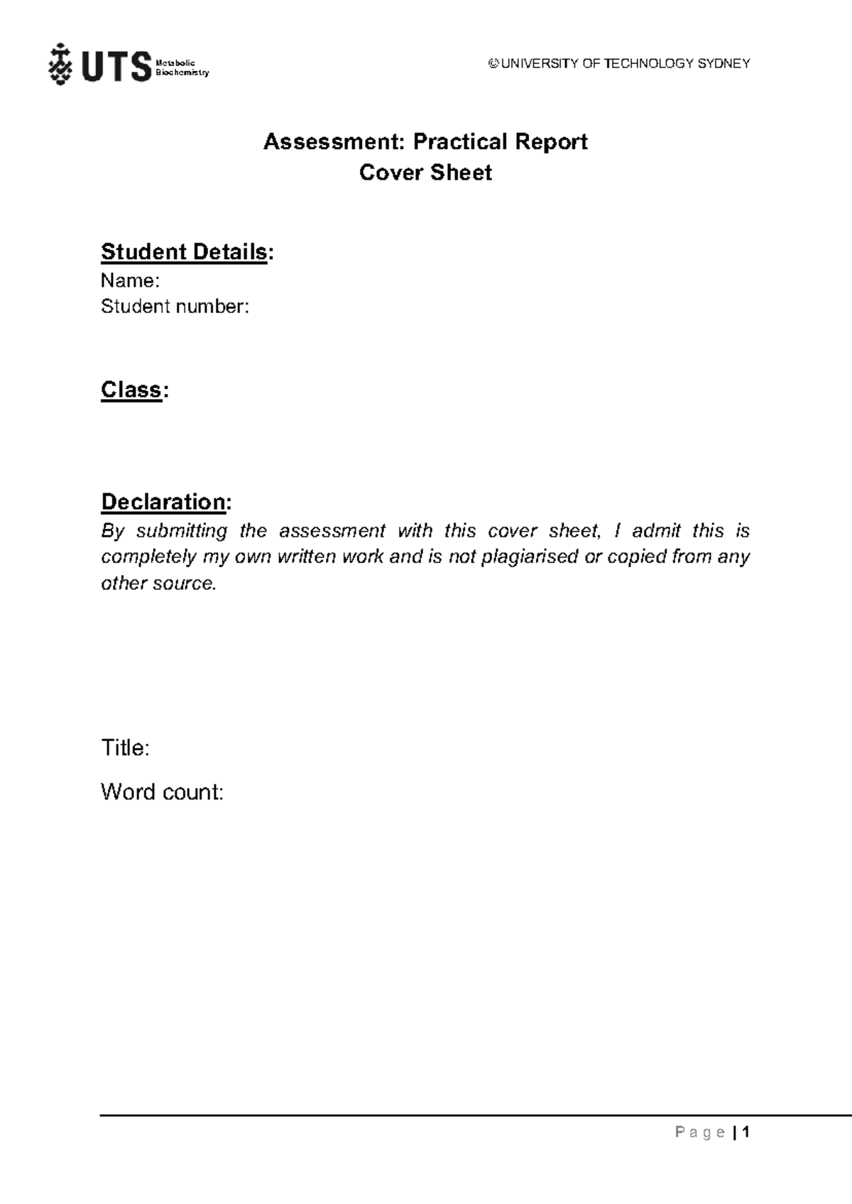 91320 Practical Report Template Autumn 2026 - 091320 - © UNIVERSITY OF ...