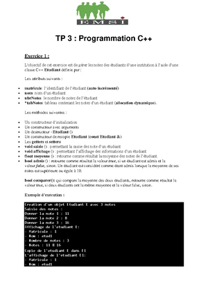 **Notes de Cours C++: Programmation Orientée Objet (POO)** - Studocu