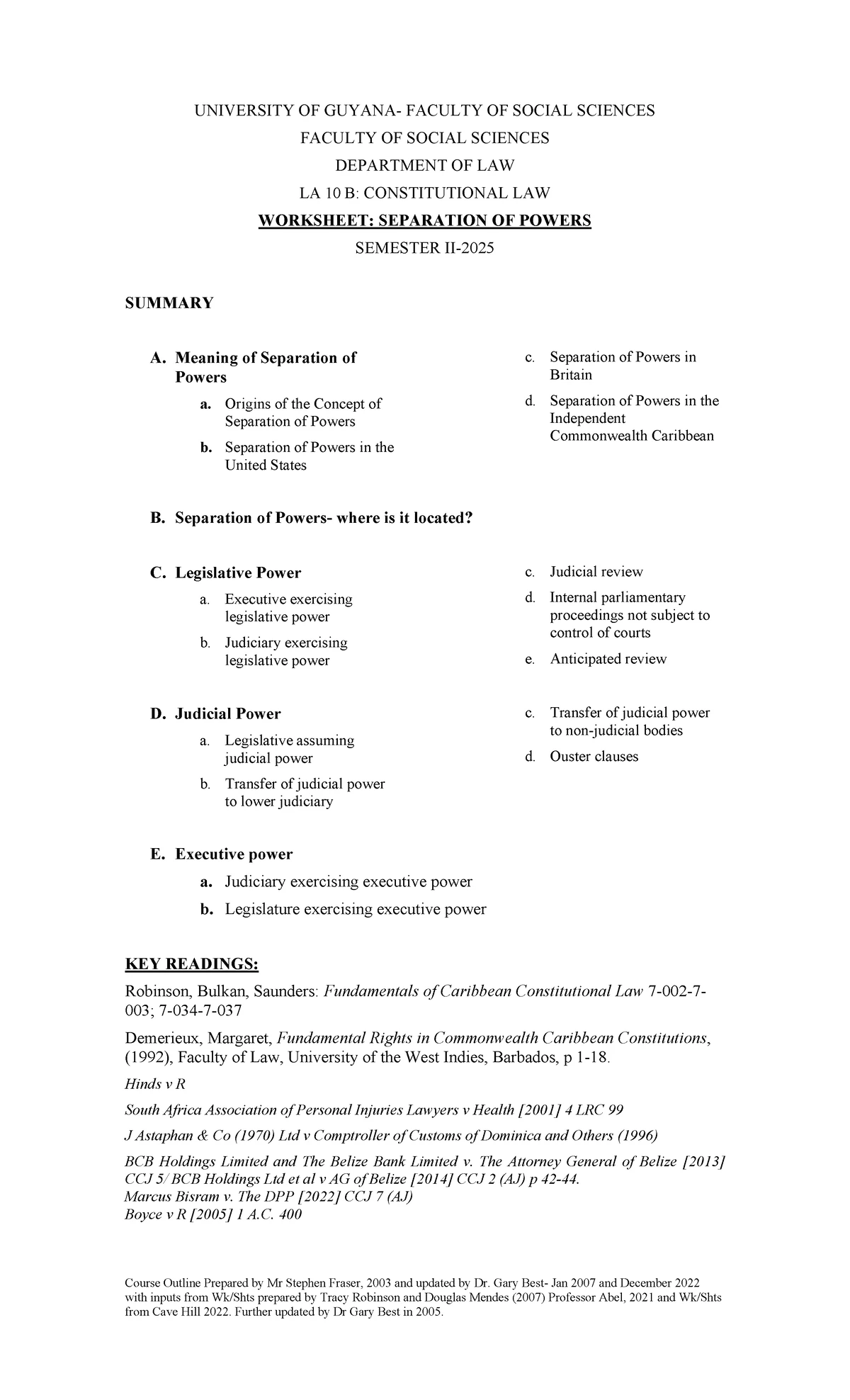 Summary of Constitutional Law Tutorial on Separation of Powers (03/03 ...