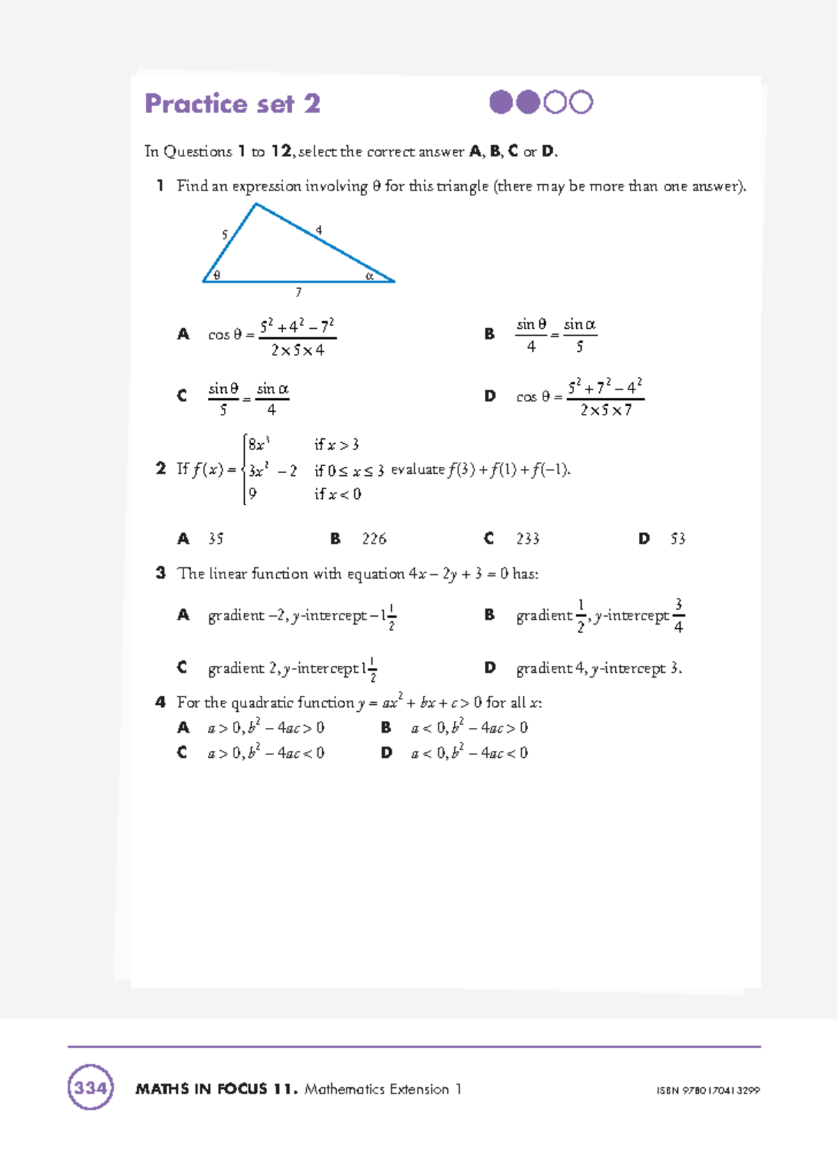 Chapter 06a Practice Set 2 - Mathematics Extension 1 (EXT1) - Studocu