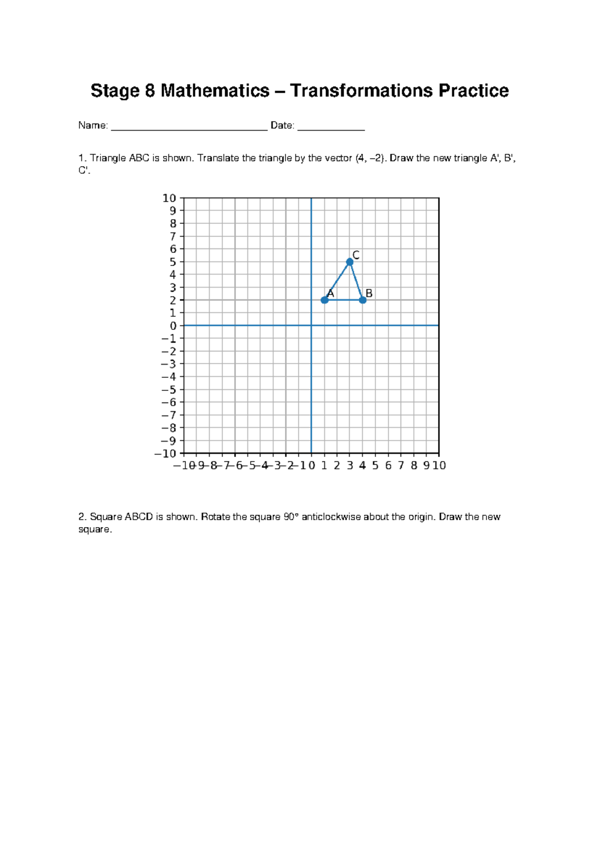 Stage 8 transformations with shapes - Maths(Time and Work) - Stage 8 ...
