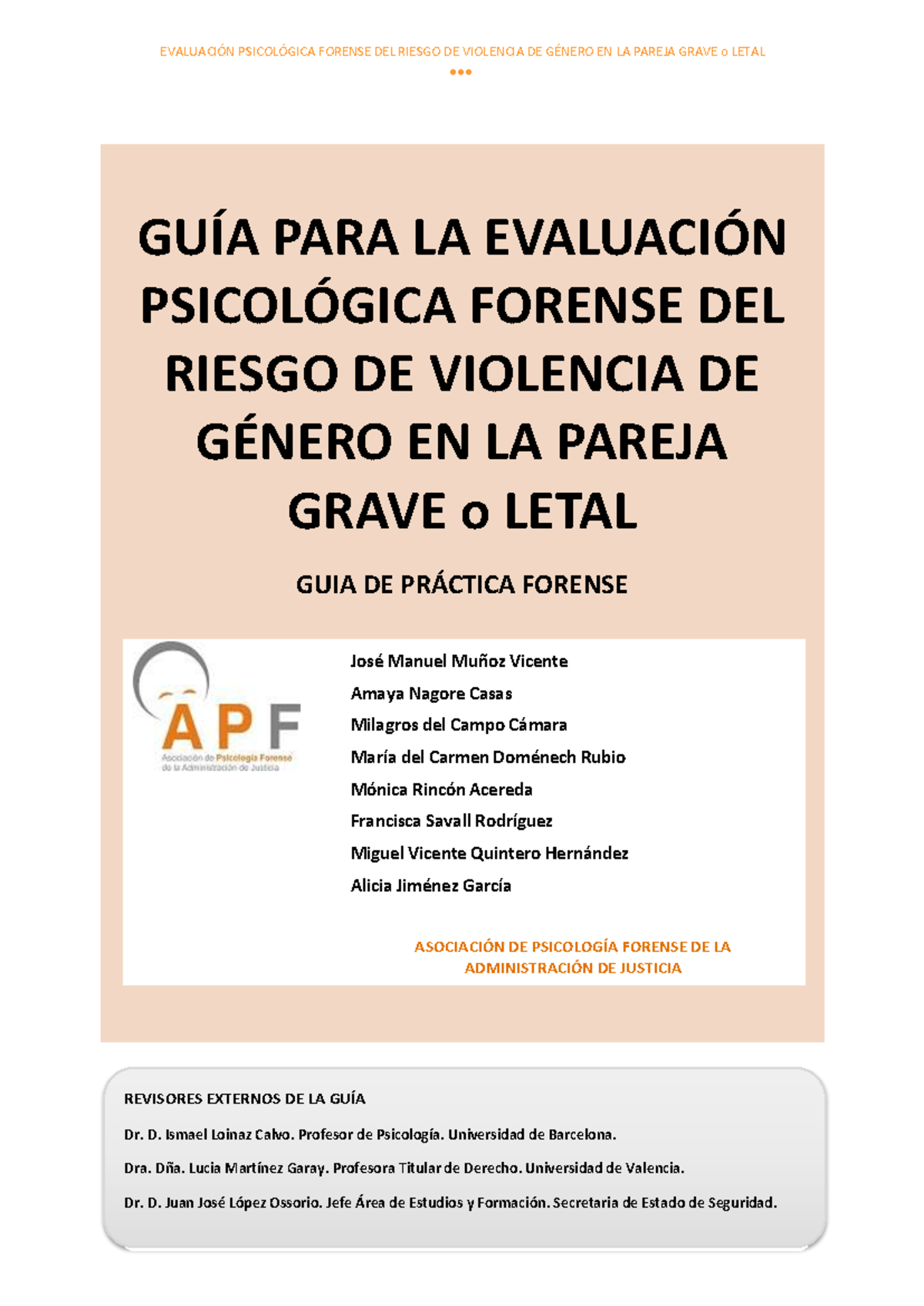 Guía de Evaluación Psicológica Forense del Riesgo de Violencia de ...