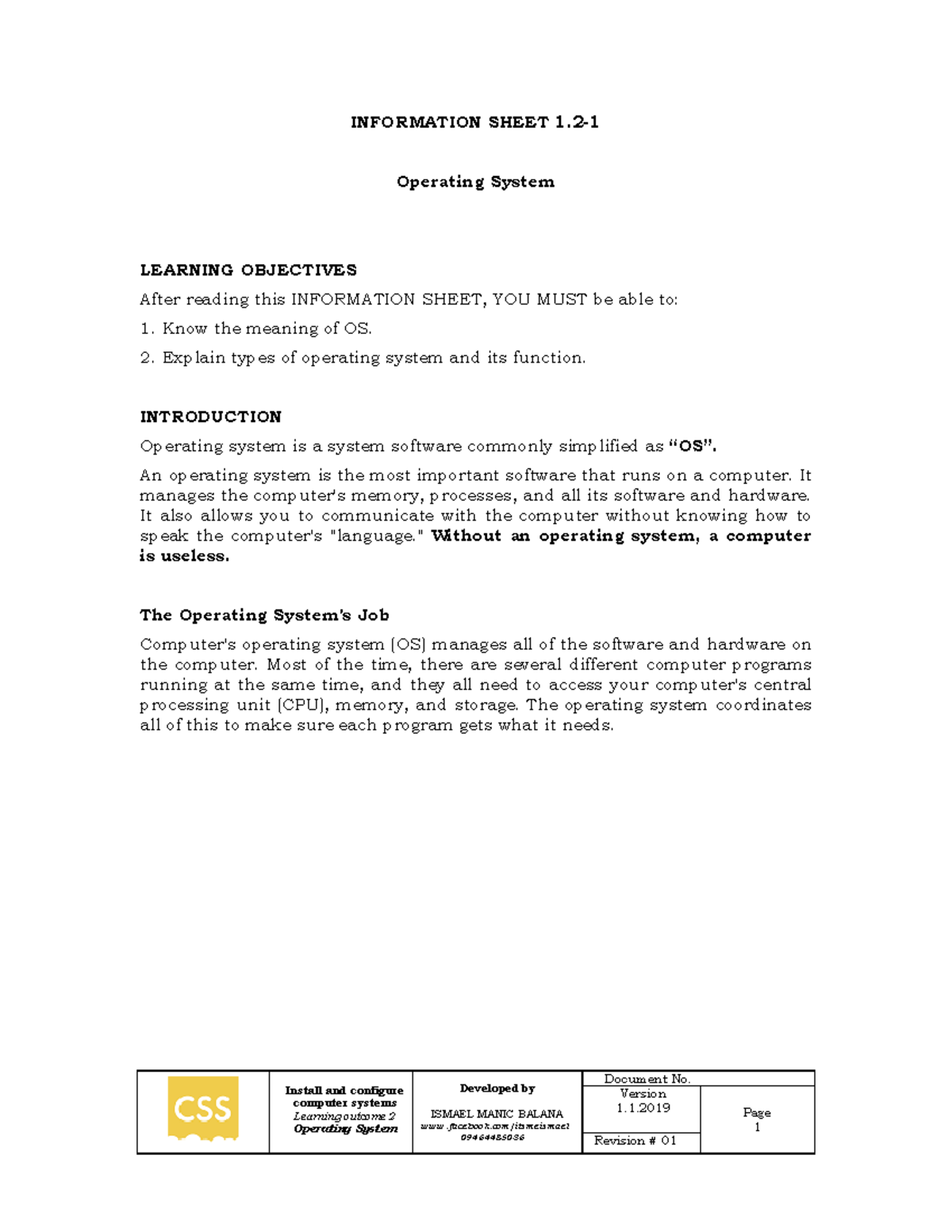 1.2-1 OS - Understanding and Installing Operating Systems - Studocu