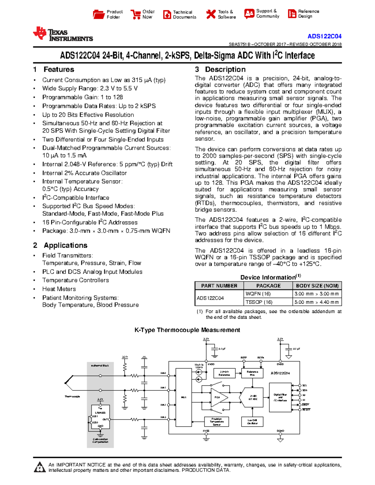 ADS122C04 Technical Reference Guide: Features, Applications, and Specs ...