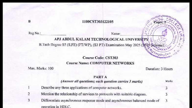 CST303 Computer Networks Final Exam Questions - May 2025 - Studocu