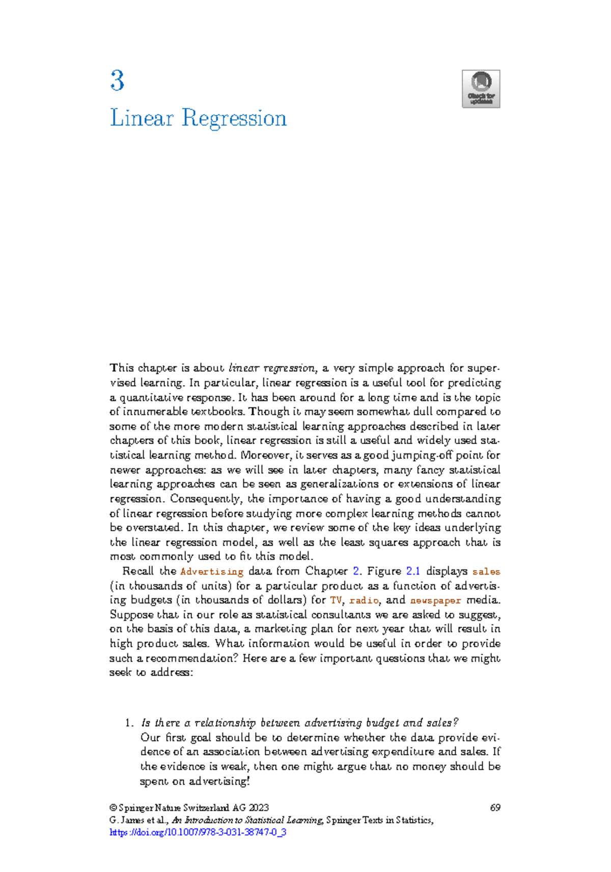 ISLP website-78-143 - text book - 3 Linear Regression This chapter is ...
